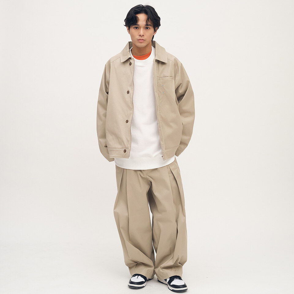 clip by clip 立體打褶棉質長褲