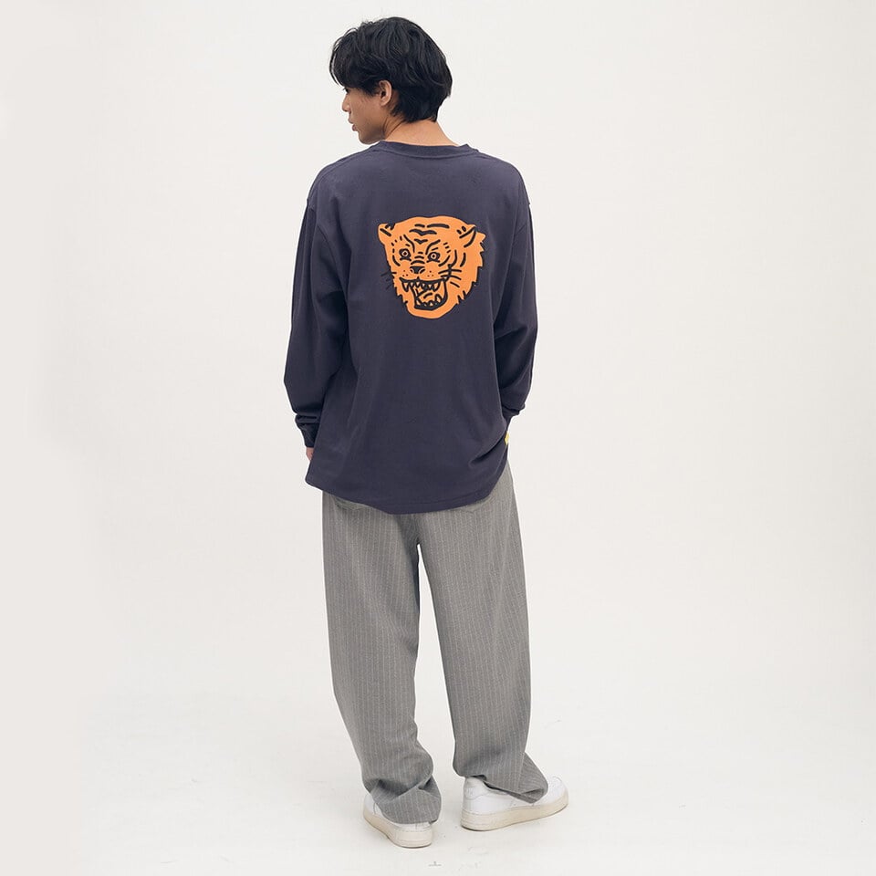 PLN4034-252 西料條紋闊腿褲