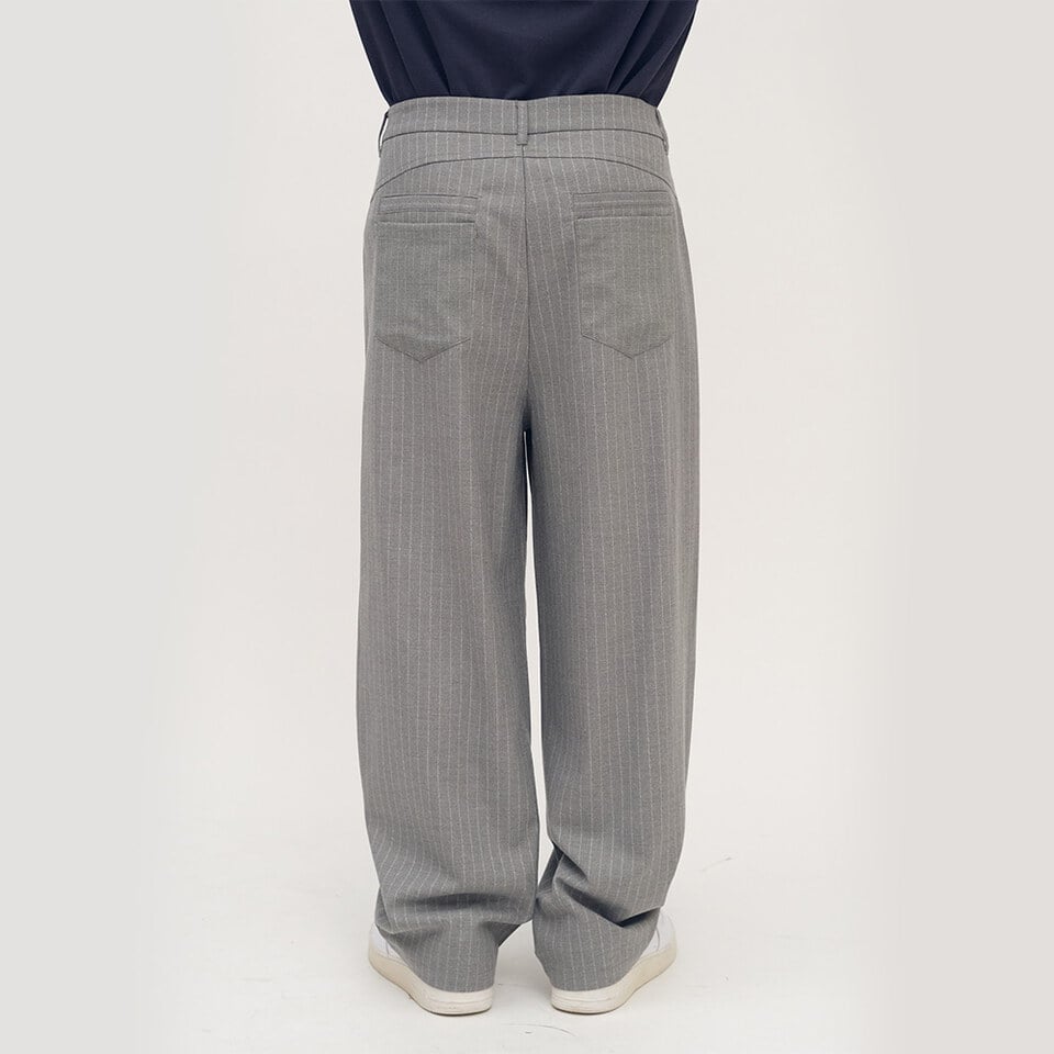 PLN4034-252 西料條紋闊腿褲