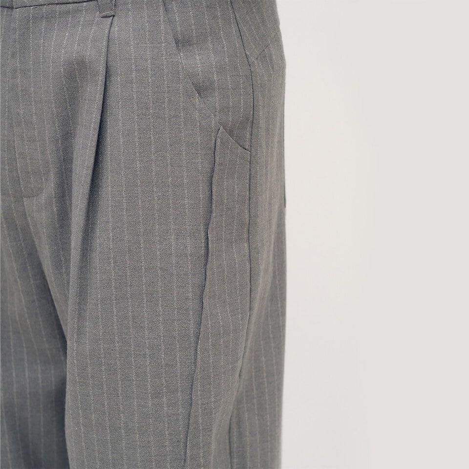 PLN4034-252 西料條紋闊腿褲