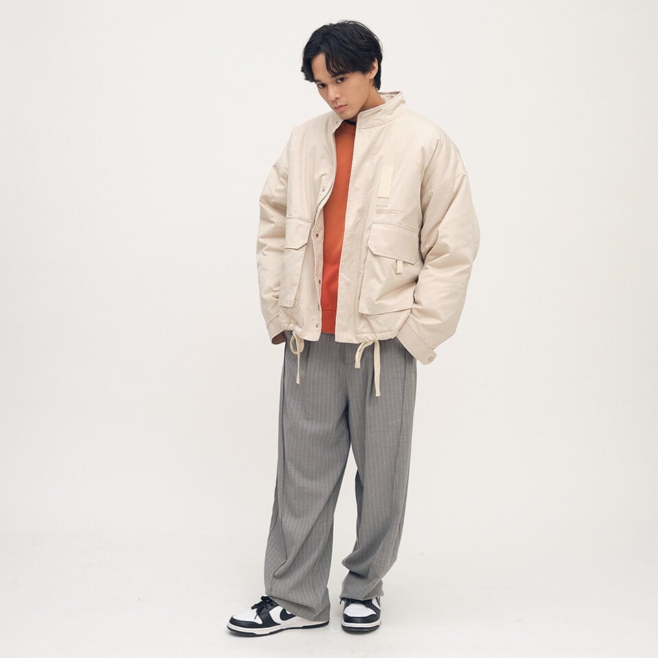 PLN4034-252 西料條紋闊腿褲