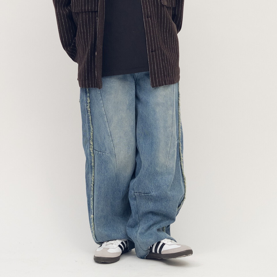 clip by clip 鬚邊剪裁刺繡牛仔褲