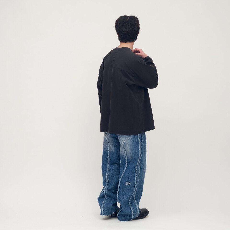 clip by clip 鬚邊剪裁刺繡牛仔褲