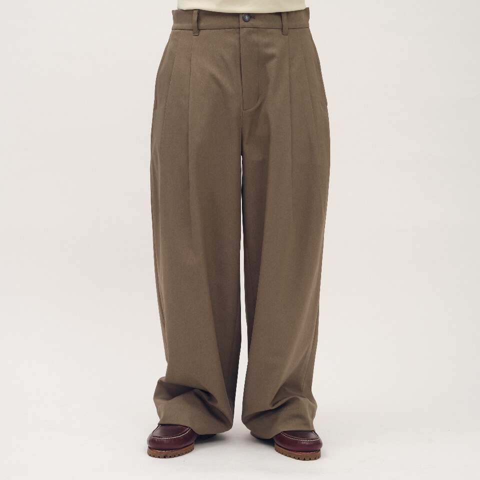 PLN4037-261 西料直筒打褶寬褲