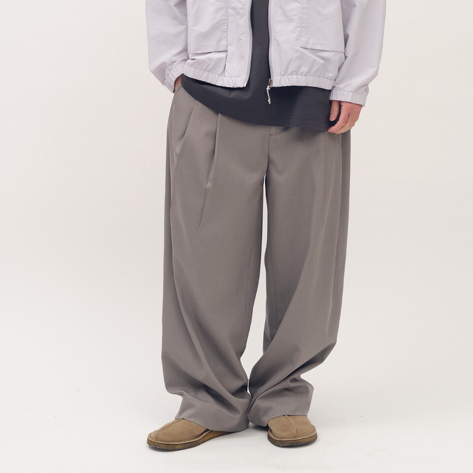 PLN4037-261 西料直筒打褶寬褲