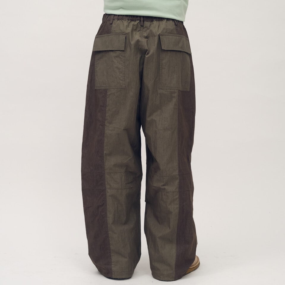 拼接軍風寬褲
