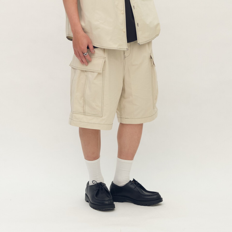 PLN4040-261 clip by clip 裝幀縫線2WAY寬褲