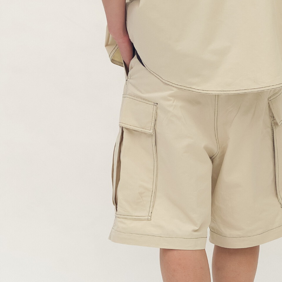 clip by clip 裝幀縫線2WAY寬褲