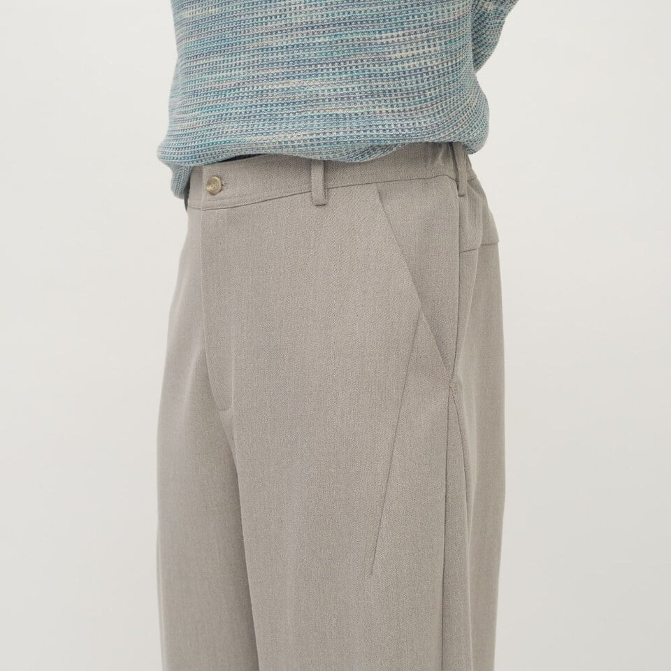 Timelly毛料流線落地長褲