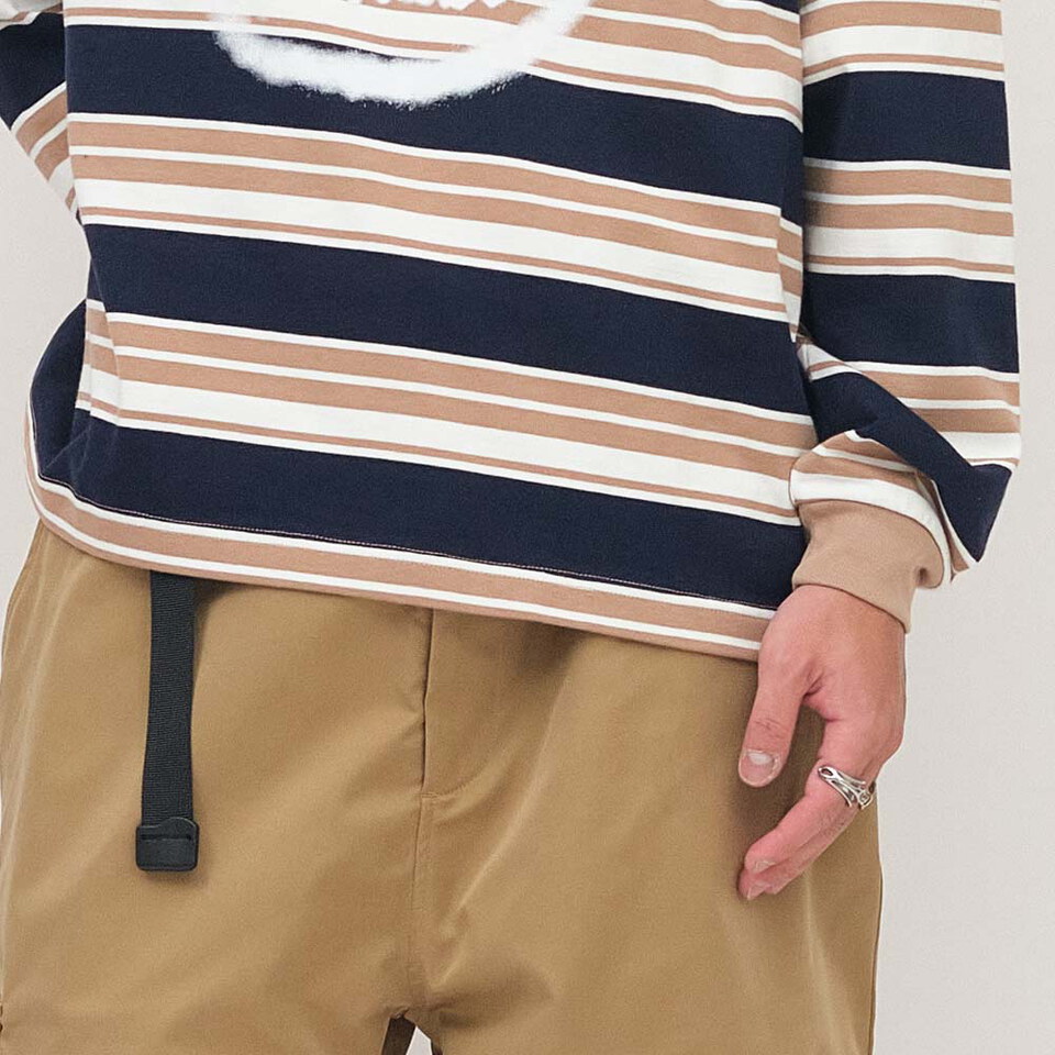 小P社長潑漆條紋長TEE