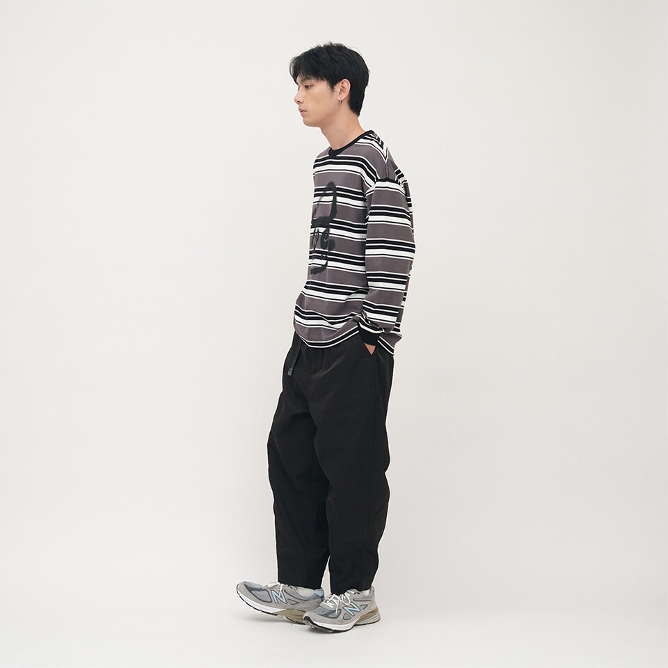 小P社長潑漆條紋長TEE
