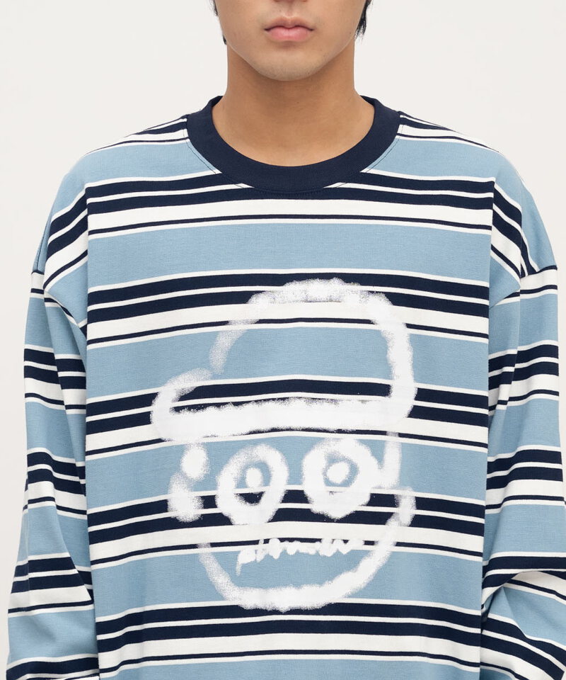 PPP0001-252 小P社長潑漆條紋長TEE