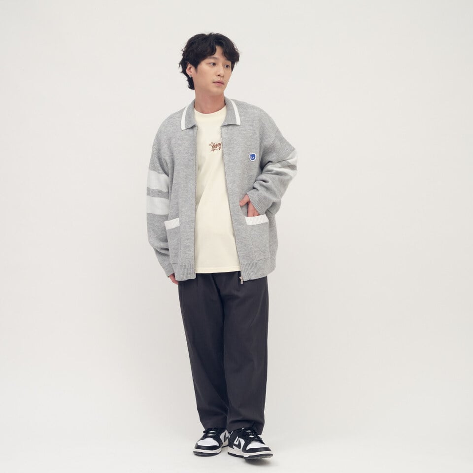 小P社長開襟拉鍊針織衫