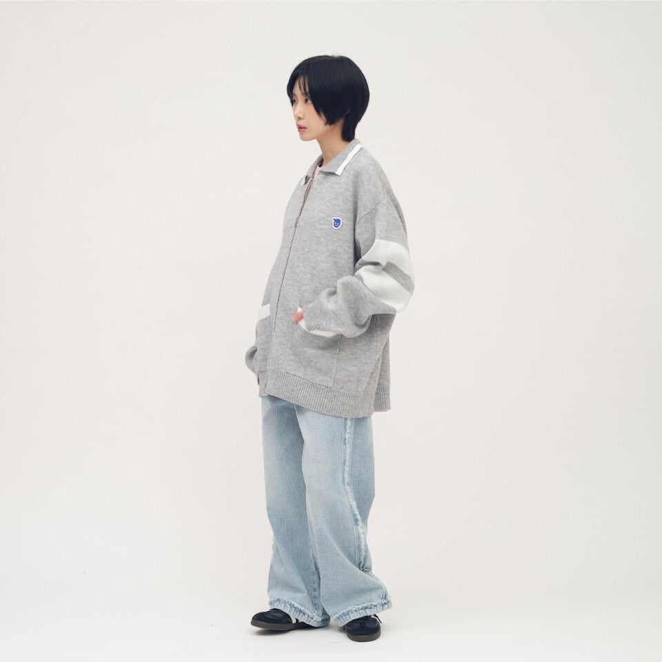 小P社長開襟拉鍊針織衫