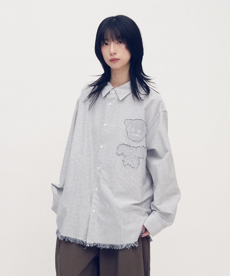 小P社長拼布長袖襯衫