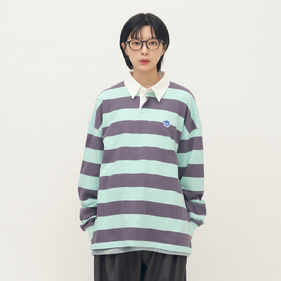 小P社長條紋長袖POLO衫