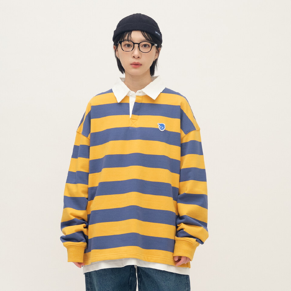 小P社長條紋長袖POLO衫