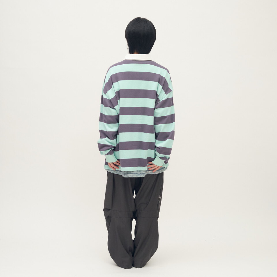 小P社長條紋長袖POLO衫