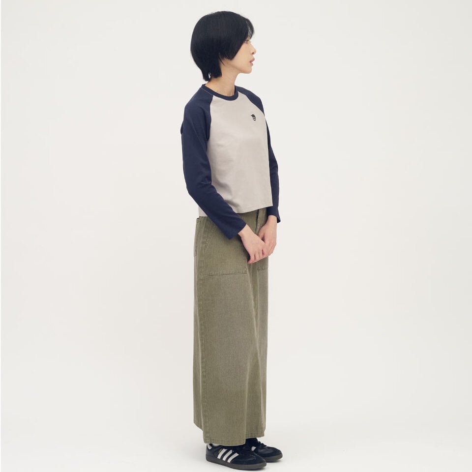 PPW0001-261 小P社長拼色連肩長袖TEE