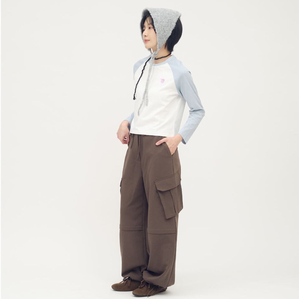 PPW0001-261 小P社長拼色連肩長袖TEE