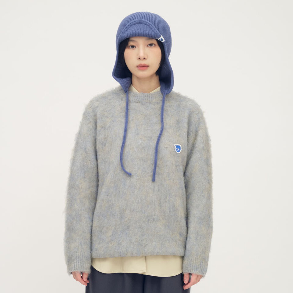 小P社長毛絨針織圓領毛衣