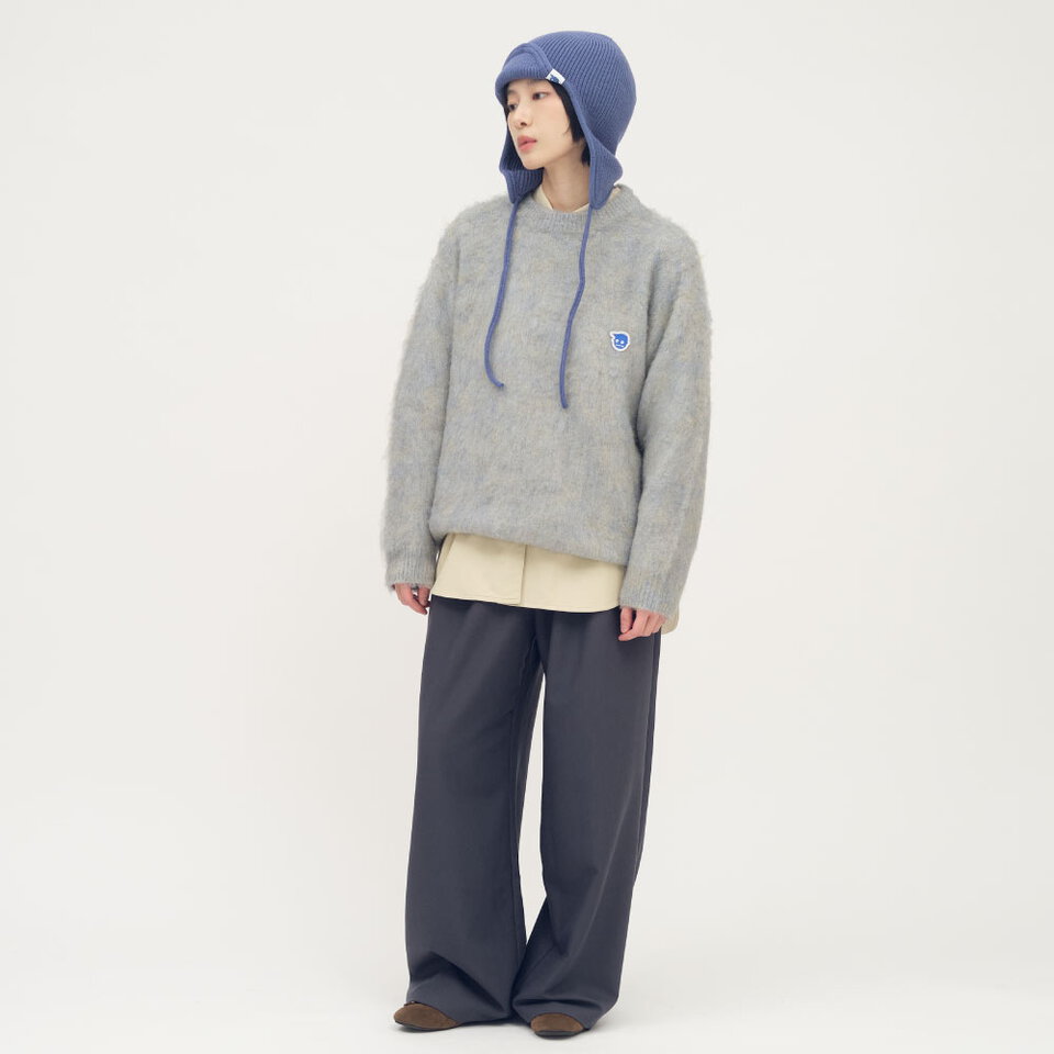 小P社長毛絨針織圓領毛衣