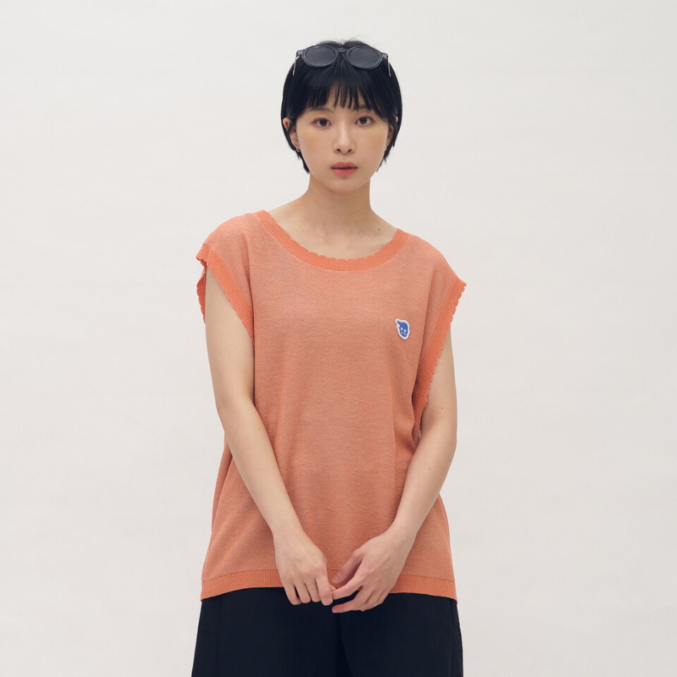 小P社長緹花簍空針織背心
