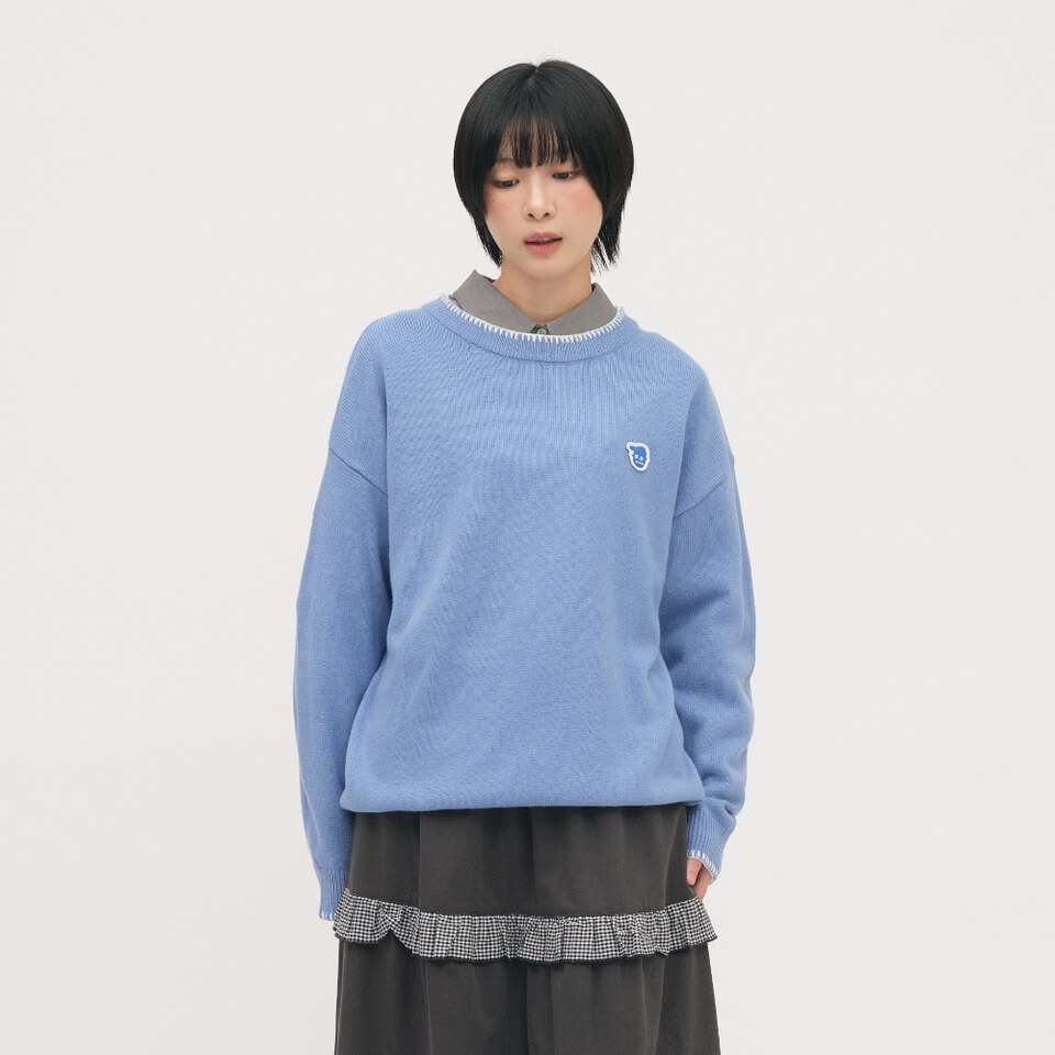 小P社長跳色花邊針織上衣
