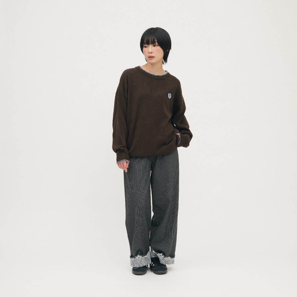小P社長跳色花邊針織上衣