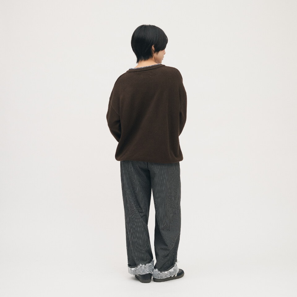 小P社長跳色花邊針織上衣
