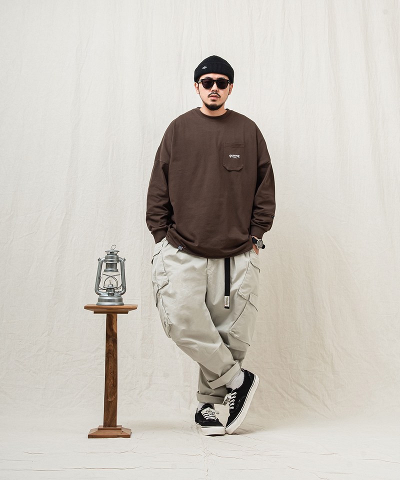 寬版口袋長TEE HEXAGONAL POCKET LS T-SHIRT