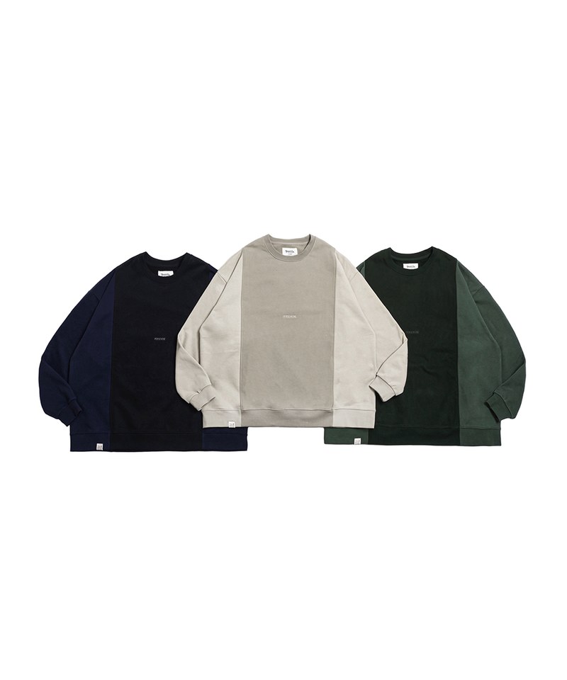 拼接大學T恤 TWO-TONE SPLICED SWEATSHIRT