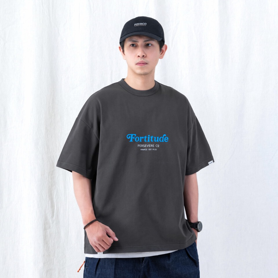 PSV0130-262 復古棕熊圖像T CHAIN-STITCH EMBROIDERED LETTERING T-SHIRT