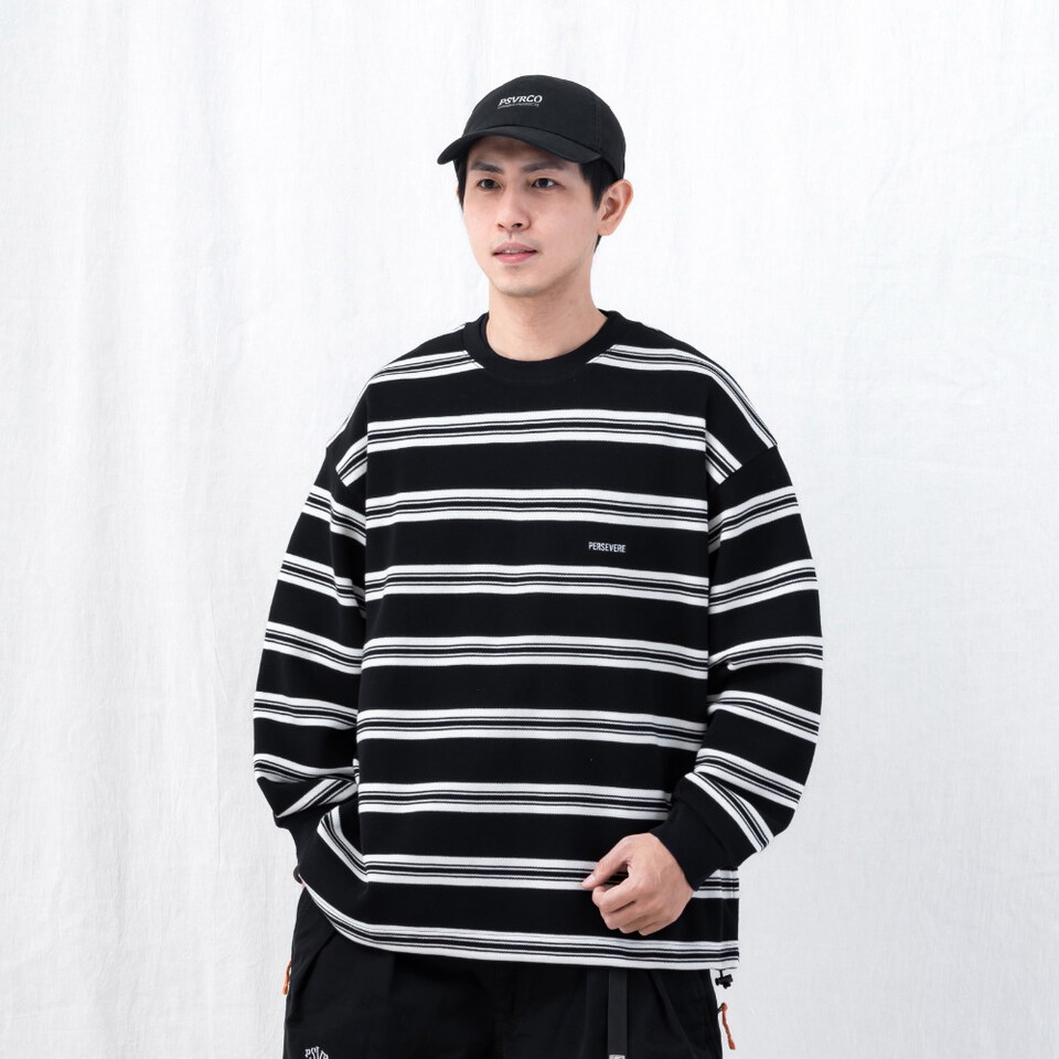 條紋長TEE EMBROIDERED LOGO STRIPED LONG-SLEEVE T-SHIRT