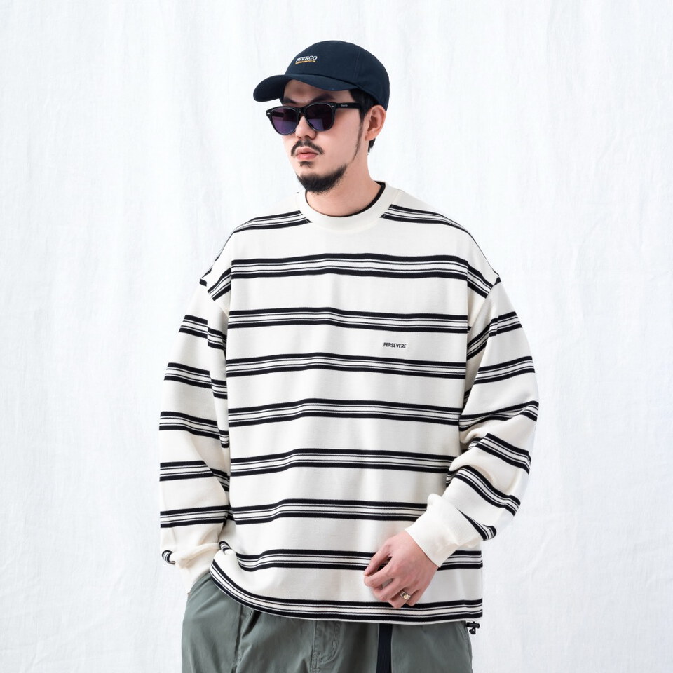 PSV0132-262 條紋長TEE EMBROIDERED LOGO STRIPED LONG-SLEEVE T-SHIRT