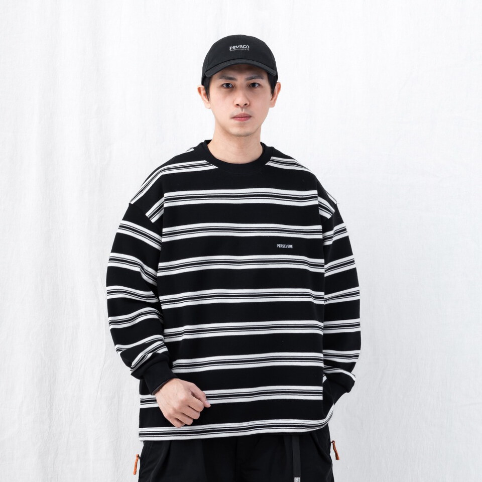 PSV0132-262 條紋長TEE EMBROIDERED LOGO STRIPED LONG-SLEEVE T-SHIRT