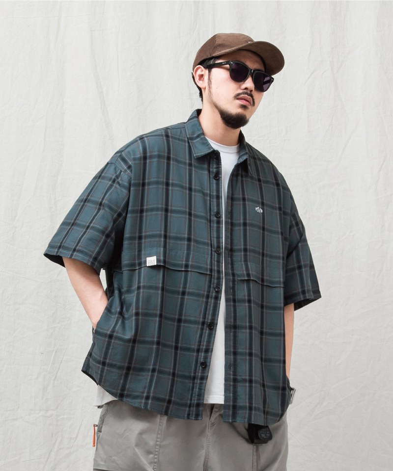 拼接寬版襯衫 SPLICED DESIGN OVERSIZED SHIRT