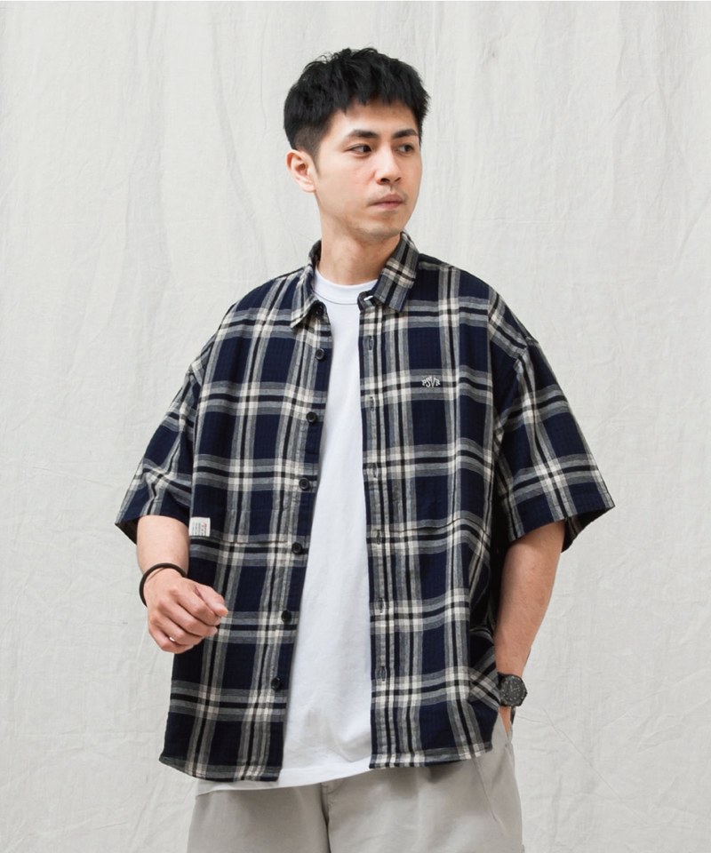 拼接寬版襯衫 SPLICED DESIGN OVERSIZED SHIRT