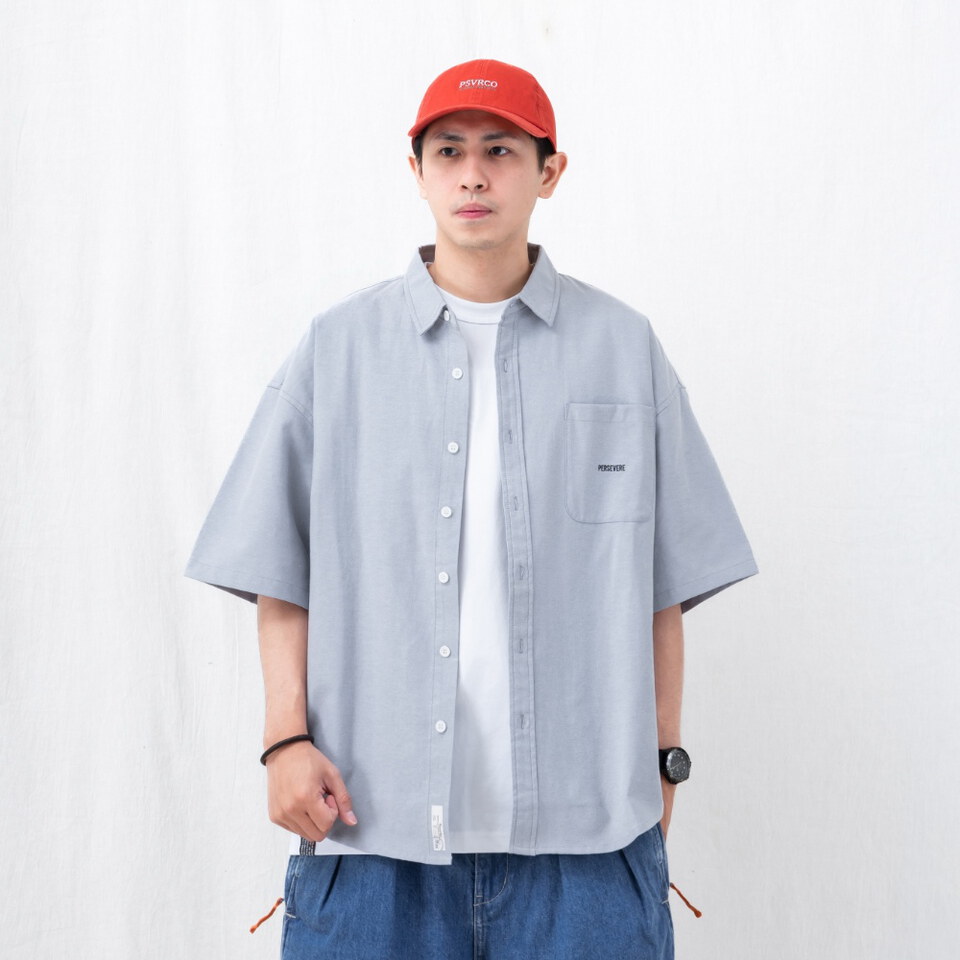 寬版短袖襯杉 LOOSE-FIT POCKET SHIRT
