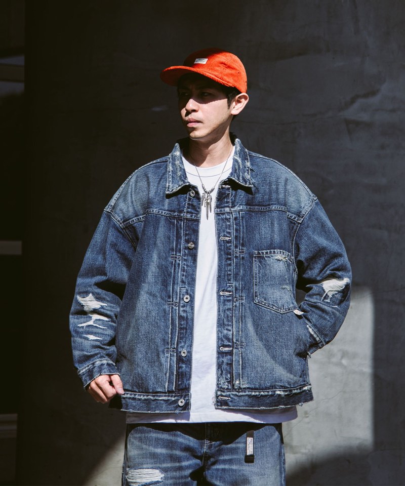 PSV1112-251 五週年限定破壞工藝牛仔外套 DESTROYED EFFECT SELVEDGE DENIM JACKET