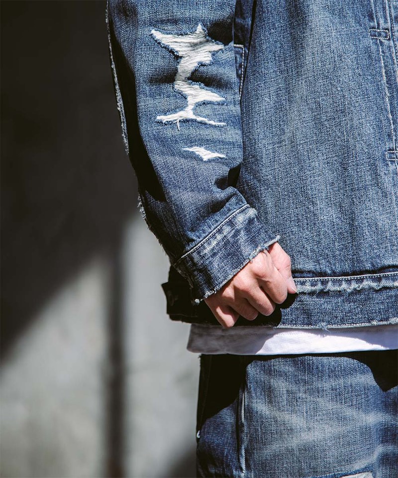 五週年限定破壞工藝牛仔外套 DESTROYED EFFECT SELVEDGE DENIM JACKET