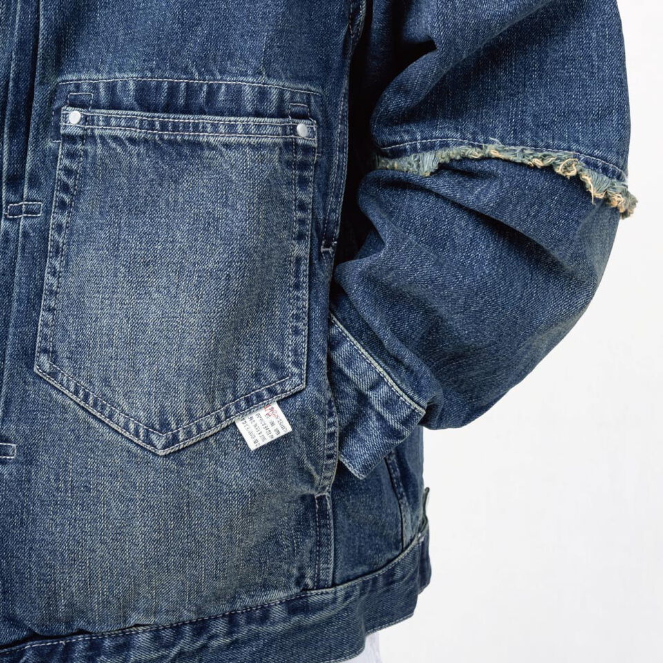 限定抽鬚牛仔外套 vintage washed frayed denim jacket