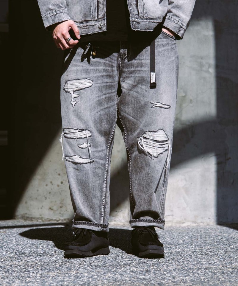 五週年限定破壞工藝牛仔褲 DESTROYED EFFECT SELVEDGE DENIM JEANS