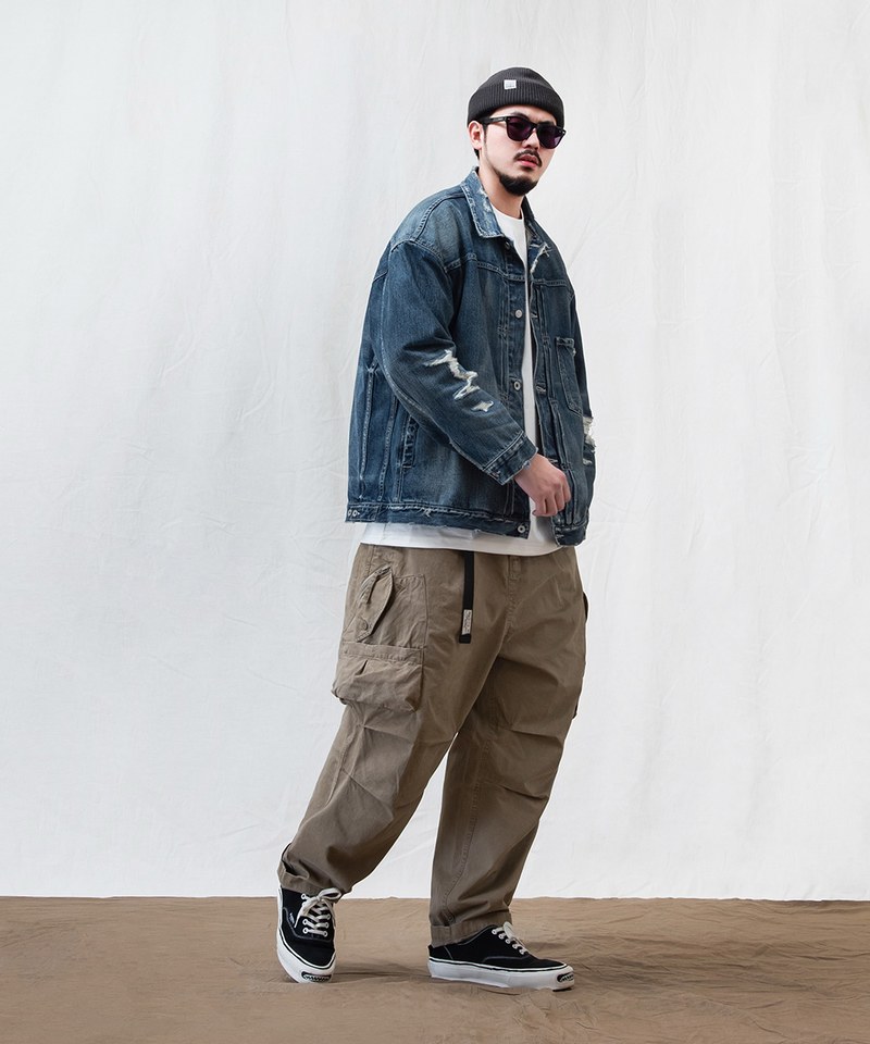 口袋水洗長褲 UNIQUE POCKET DESIGN TAPERED PANTS