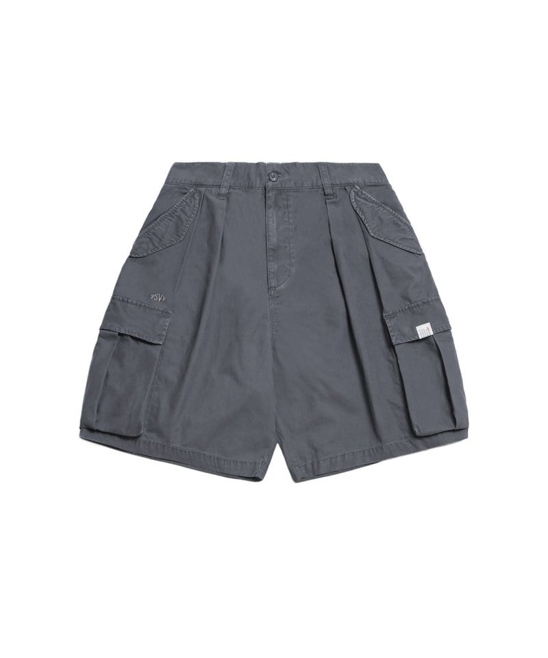 水洗雙摺軍短褲 washed double-pleated cargo shorts