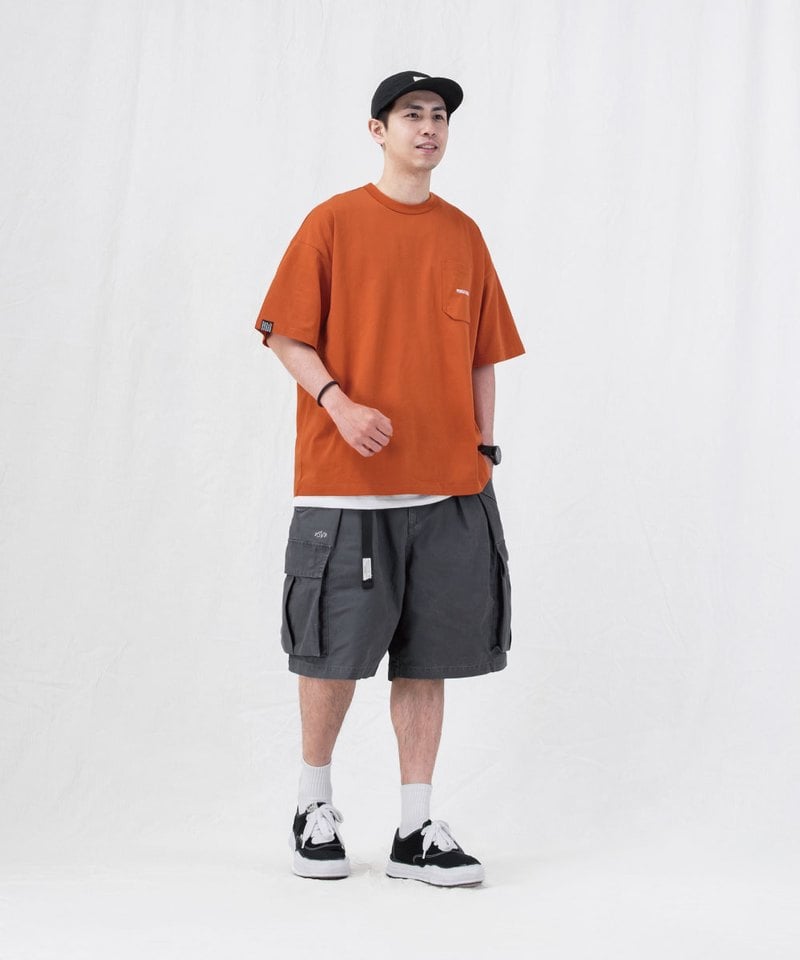 水洗雙摺軍短褲 washed double-pleated cargo shorts