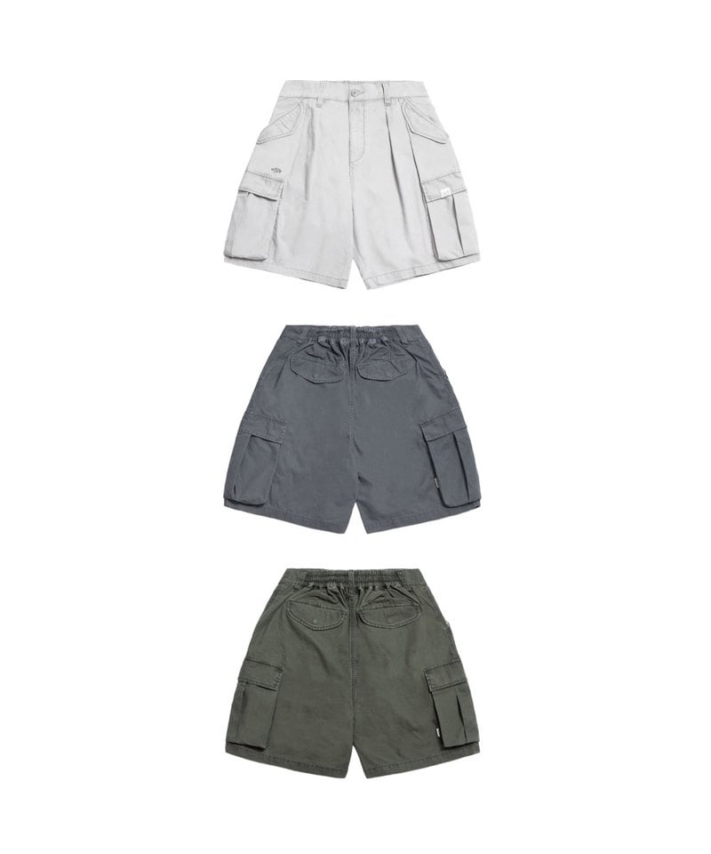 水洗雙摺軍短褲 washed double-pleated cargo shorts