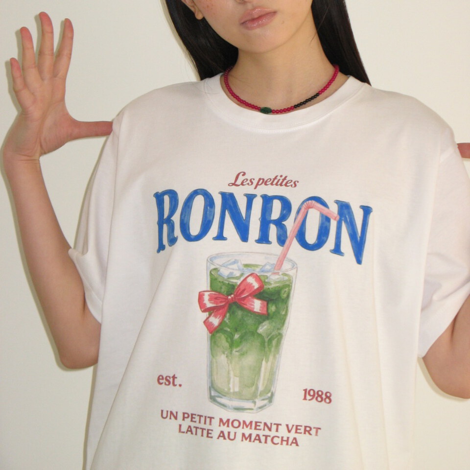 RON0105-262 抹茶圖案上衣 RIBBON MATCHA BASIC FIT T SHIRT