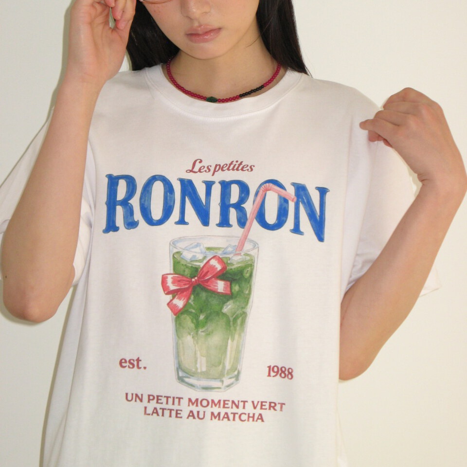 RON0105-262 抹茶圖案上衣 RIBBON MATCHA BASIC FIT T SHIRT