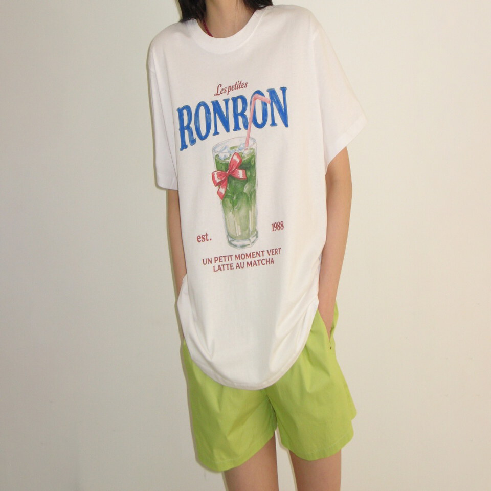 RON0105-262 抹茶圖案上衣 RIBBON MATCHA BASIC FIT T SHIRT